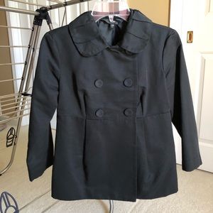 Double breast button jacket with pleated collar